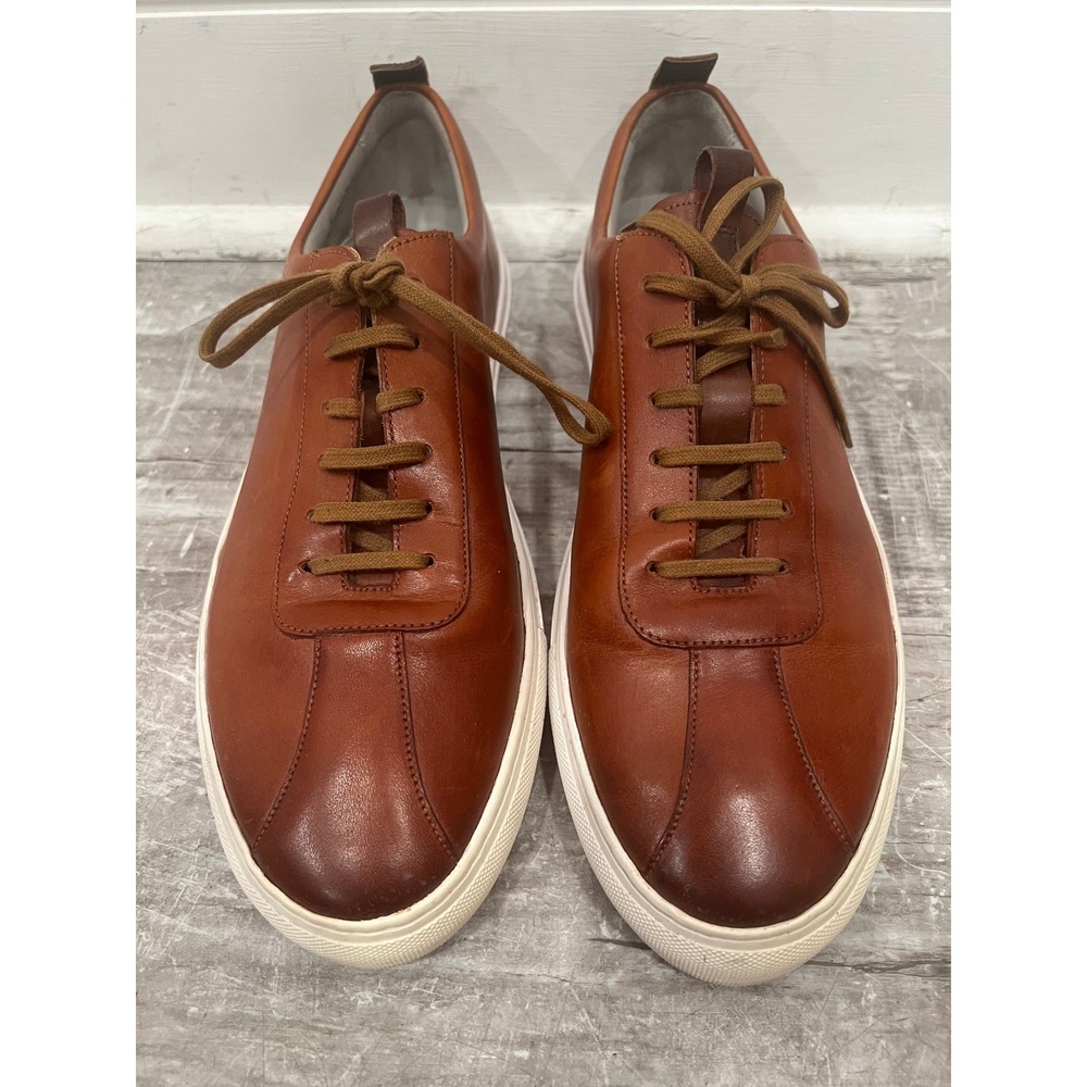 Grenson Men's Sneakers Brown Hand Painted Leather Sneaker 1s SZ 10 G Dress Shoes